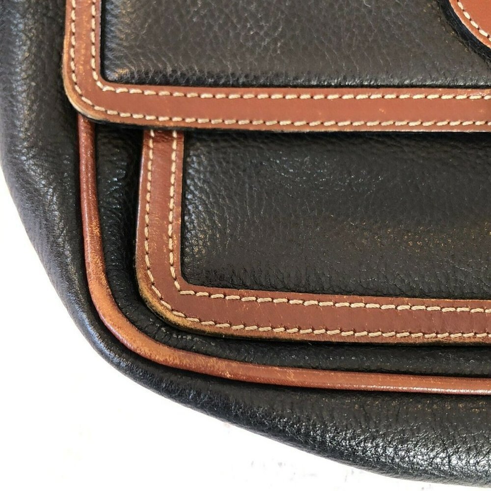 Bally Vintage Black and Brown Leather Crossbody Flap Front Bag - Picture 9 of 11